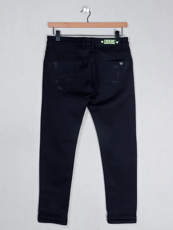 Kozzak denim black men jeans with skinny fit
