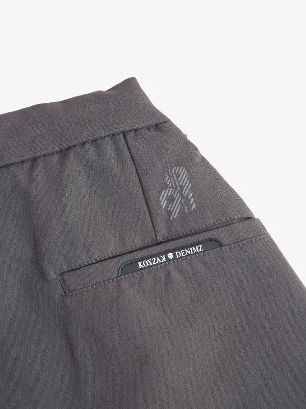 Kozzak solid grey cotton track pant