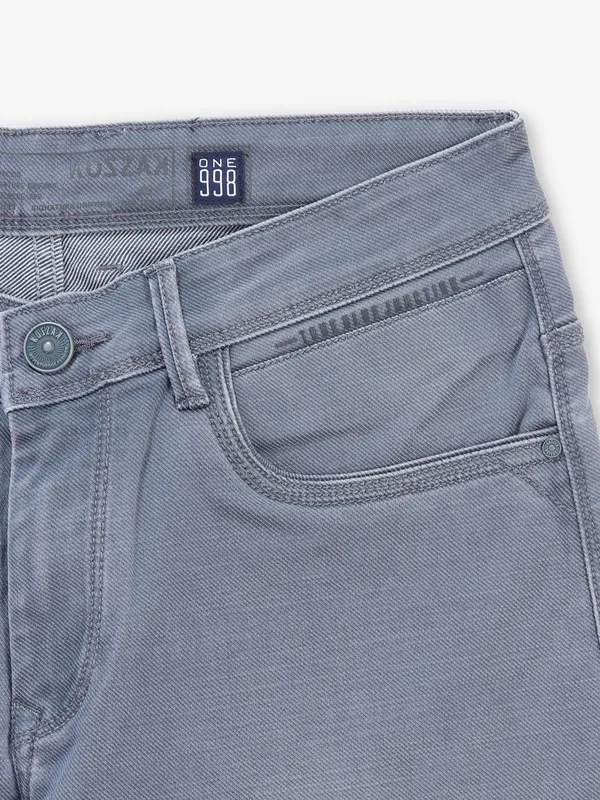 KOZZAK solid grey super skinny fit denim jeans