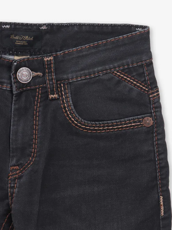 KOZZAK washed black denim jeans for mens