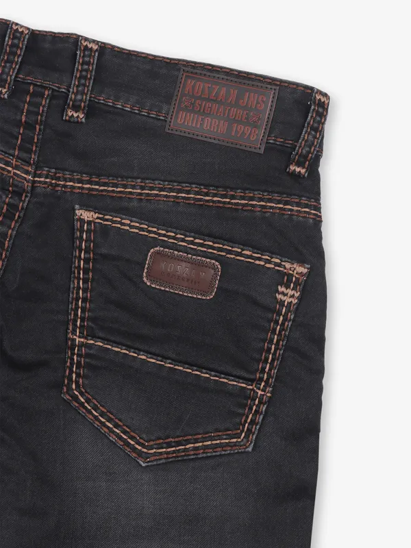 KOZZAK washed black denim jeans for mens