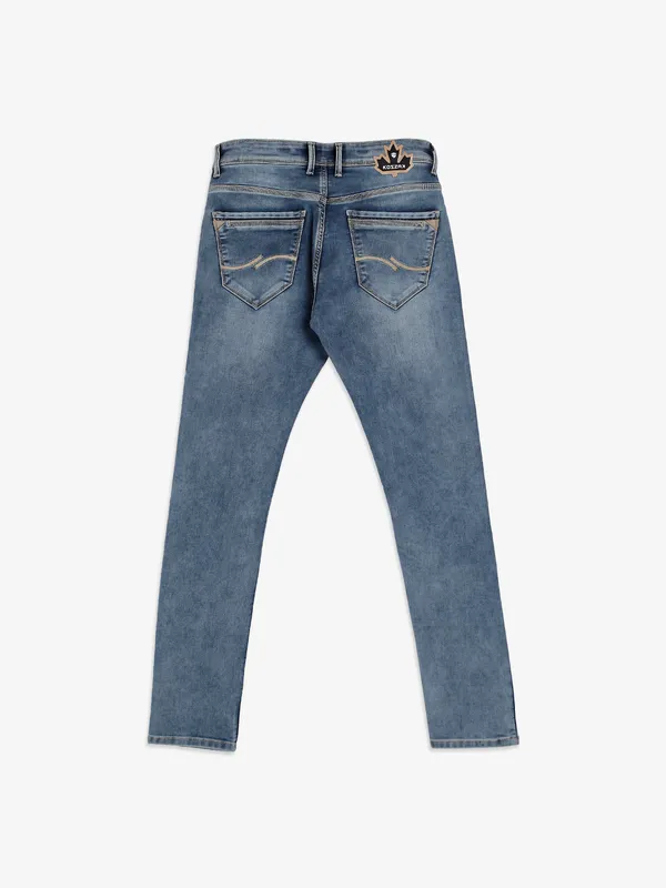 Kozzak washed blue slim fit jeans