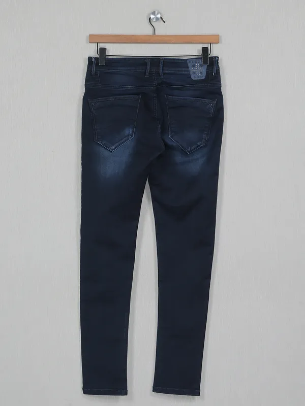 Kozzak washed dark blue casual wear jeans