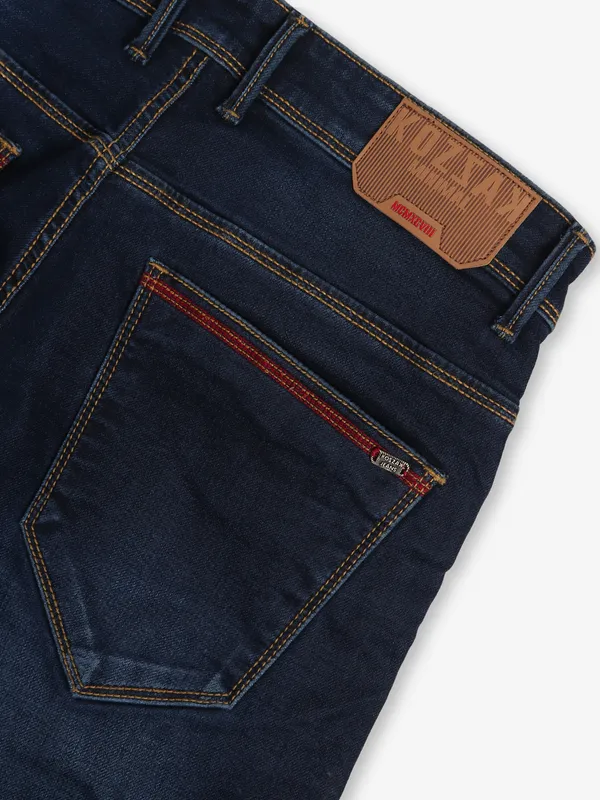 KOZZAK washed dark blue denim skinny fit jeans