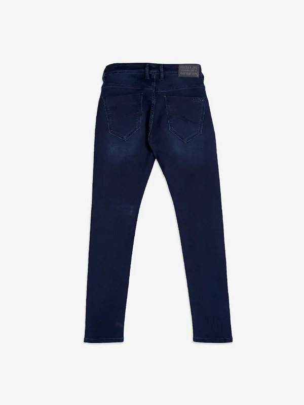 Kozzak washed dark blue men jeans