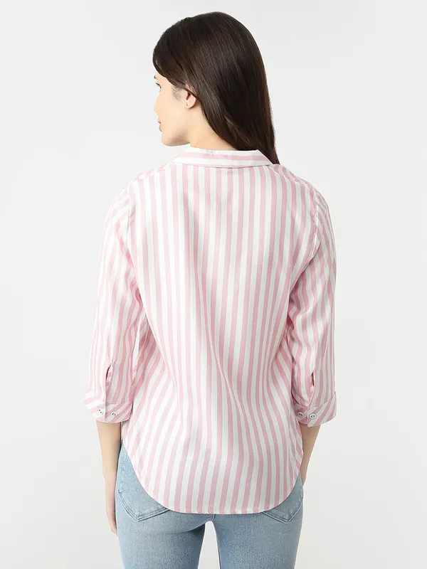 KRAUS white and pink cotton shirt