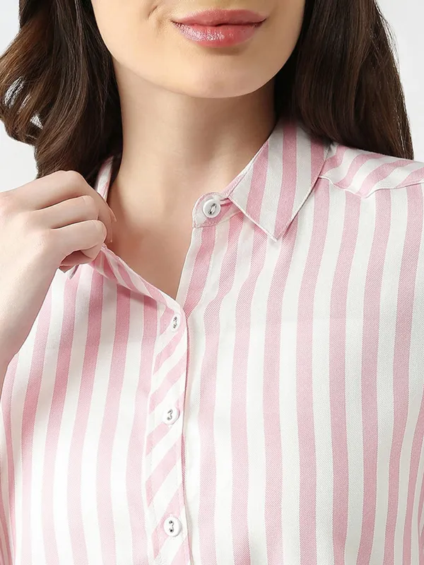 KRAUS white and pink cotton shirt