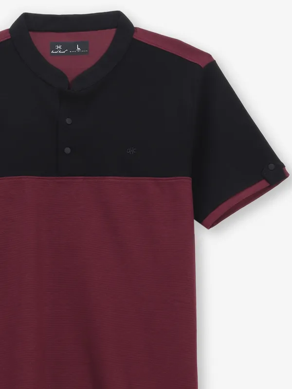 KUCH KUCH black and wine cotton slim fit t-shirt
