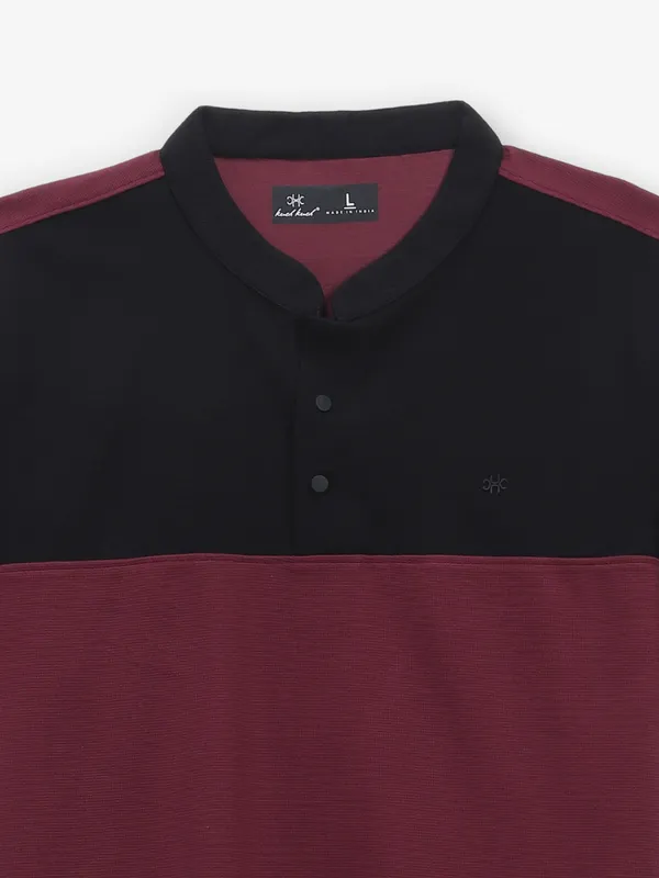 KUCH KUCH black and wine cotton slim fit t-shirt