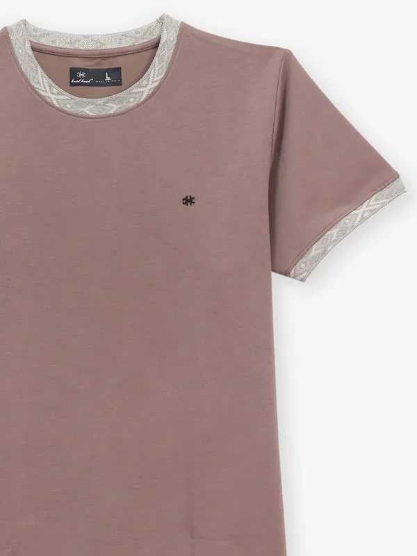 KUCH KUCH brown cotton plain t-shirt