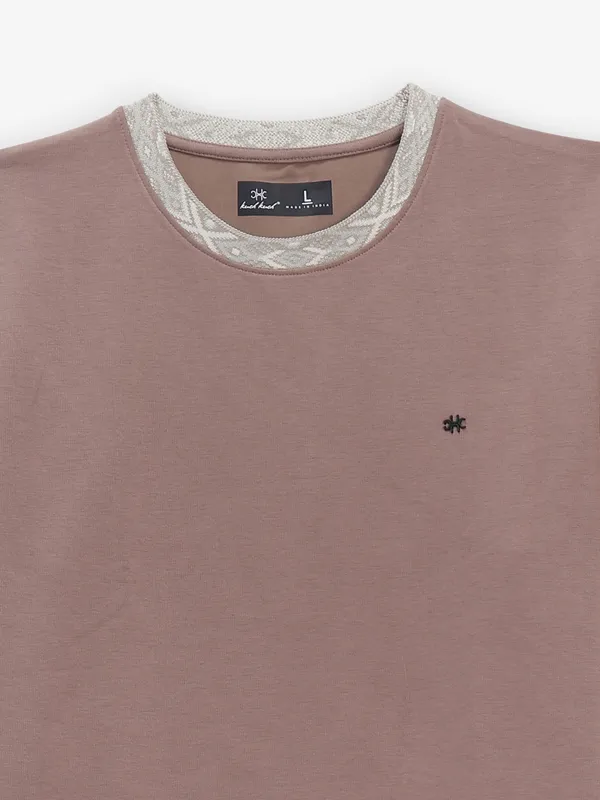 KUCH KUCH brown cotton plain t-shirt
