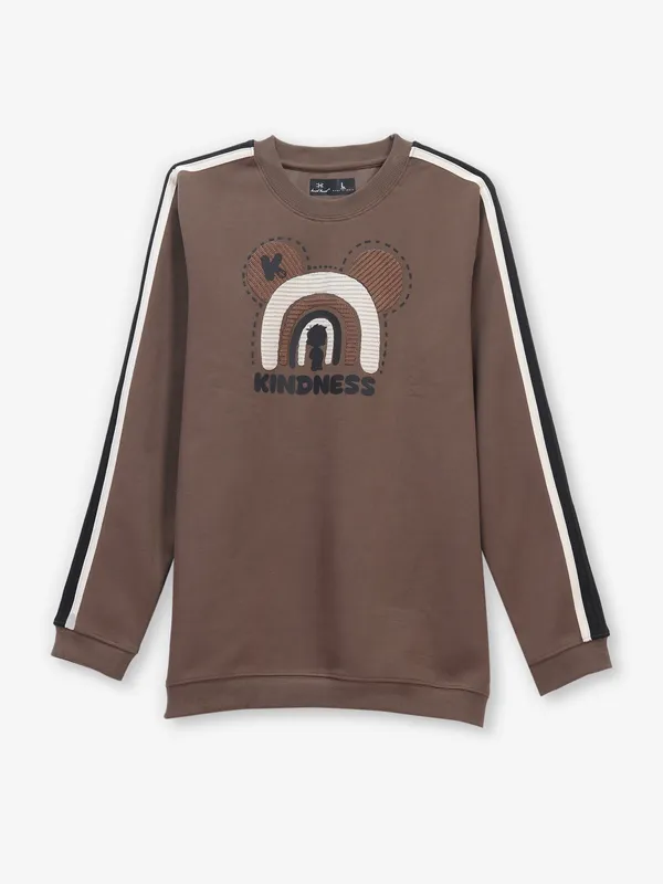 KUCH KUCH brown cotton t-shirt with full sleeves