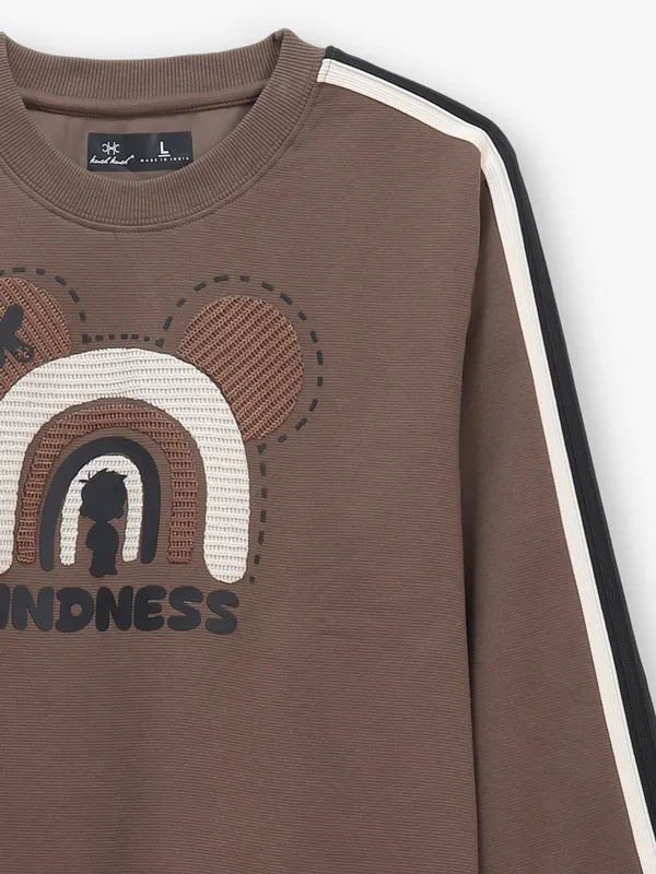 KUCH KUCH brown cotton t-shirt with full sleeves