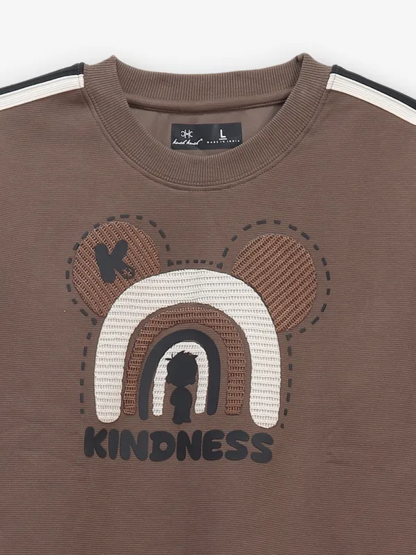 KUCH KUCH brown cotton t-shirt with full sleeves