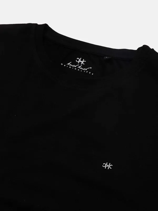 Kuch Kuch casual wear black solid t-shirt