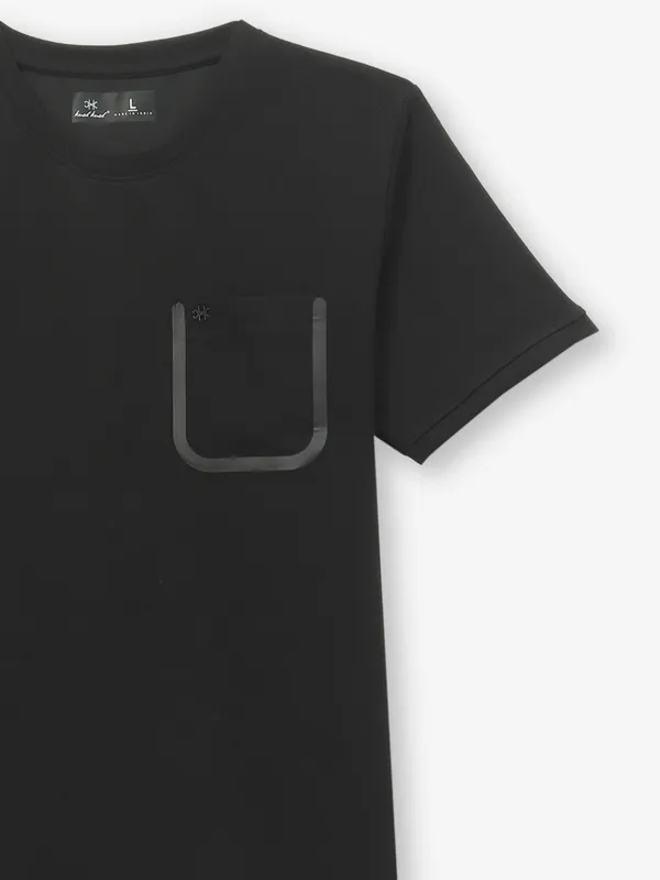 KUCH KUCH cotton casual black slim fit t-shirt
