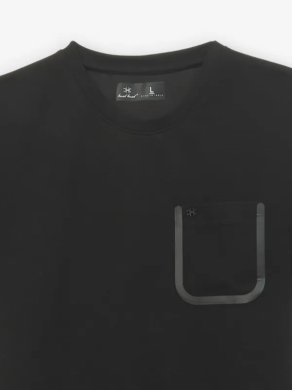 KUCH KUCH cotton casual black slim fit t-shirt