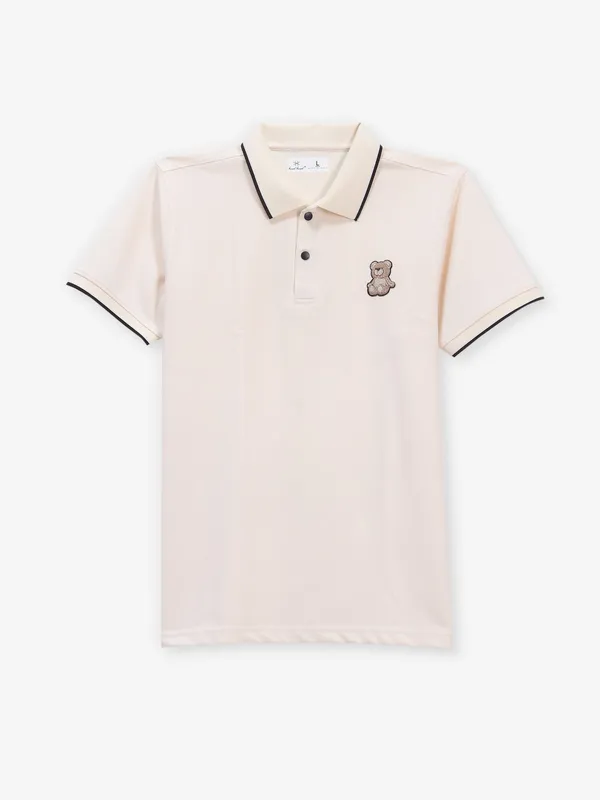 KUCH KUCH cotton plain cream t-shirt