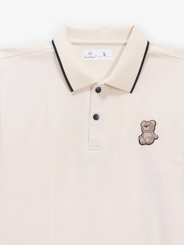 KUCH KUCH cotton plain cream t-shirt