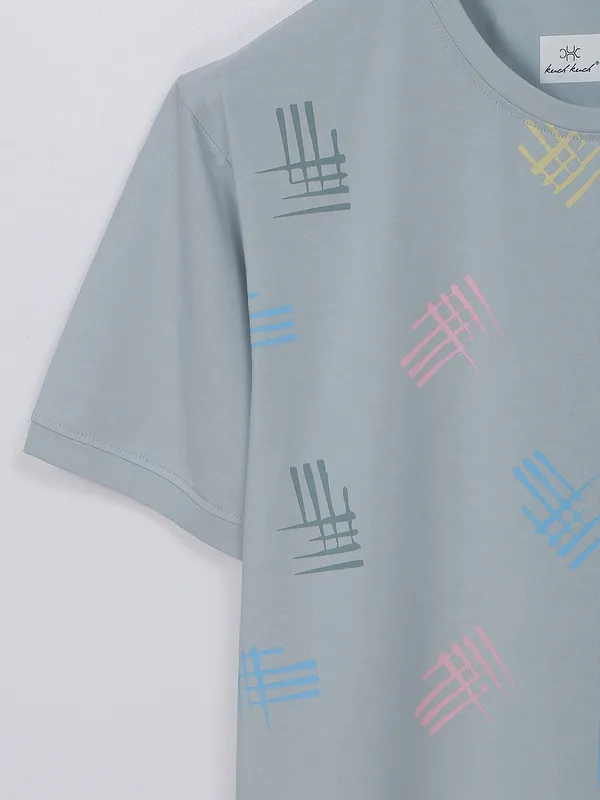 Kuch Kuch cotton printed grey t shirt