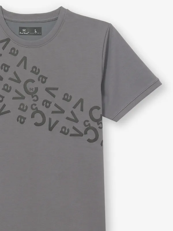 KUCH KUCH grey cotton t-shirt with print for mens