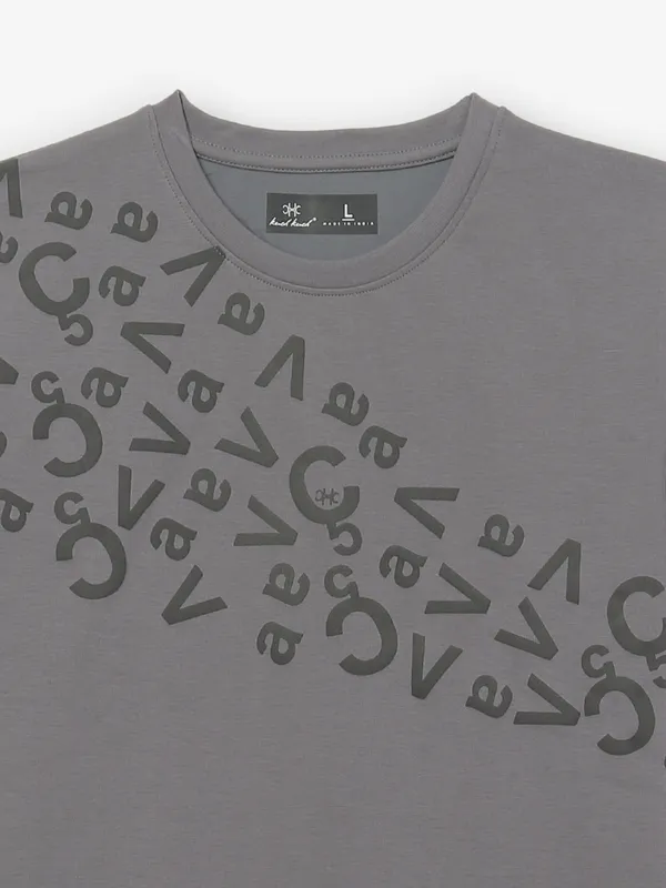 KUCH KUCH grey cotton t-shirt with print for mens