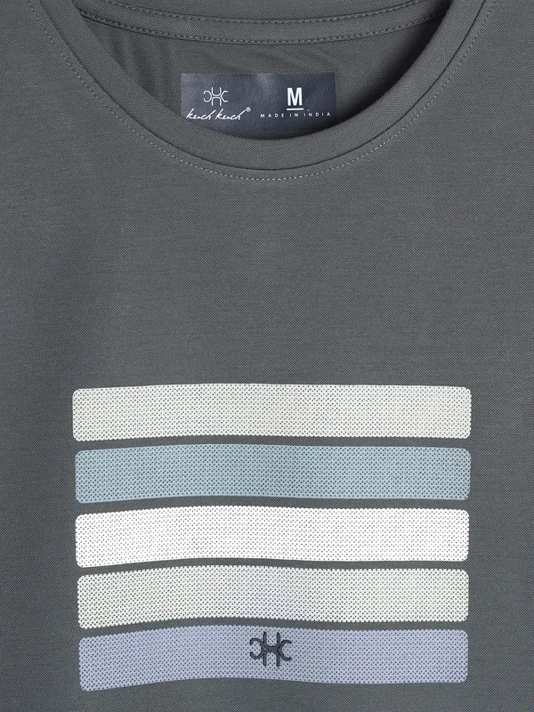 KUCH KUCH grey printed cotton t-shirt