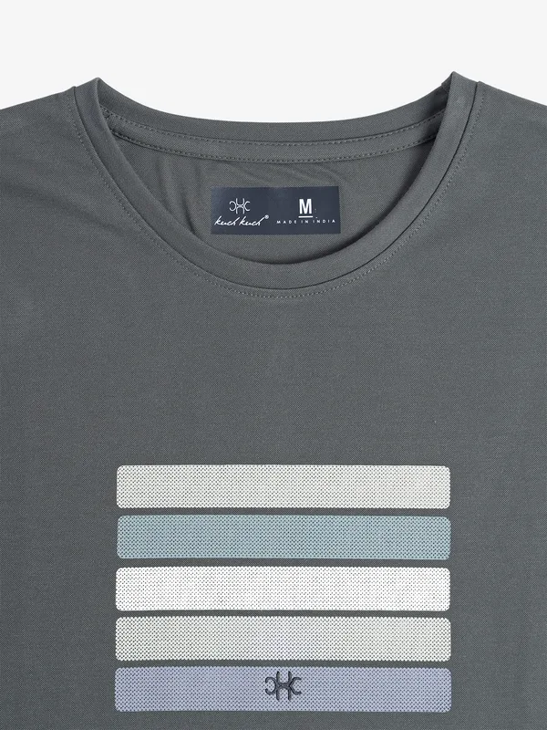 KUCH KUCH grey printed cotton t-shirt