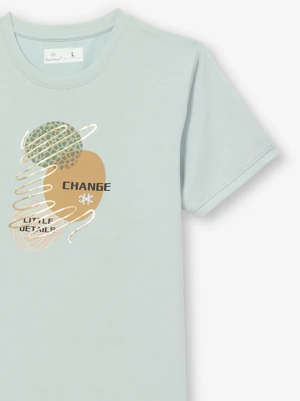 KUCH KUCH mint green printed cotton t-shirt