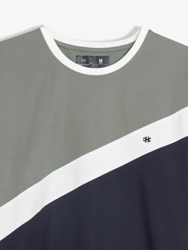 Kuch Kuch navy cotton color block t shirt