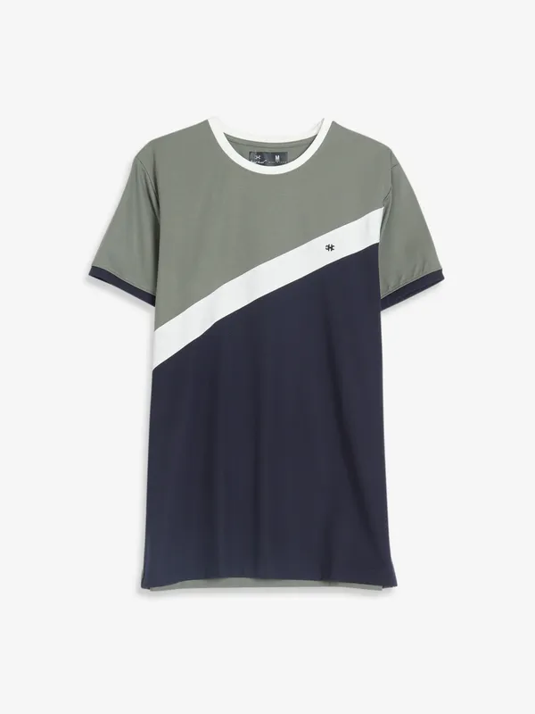 Kuch Kuch navy cotton color block t shirt