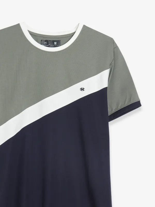 Kuch Kuch navy cotton color block t shirt