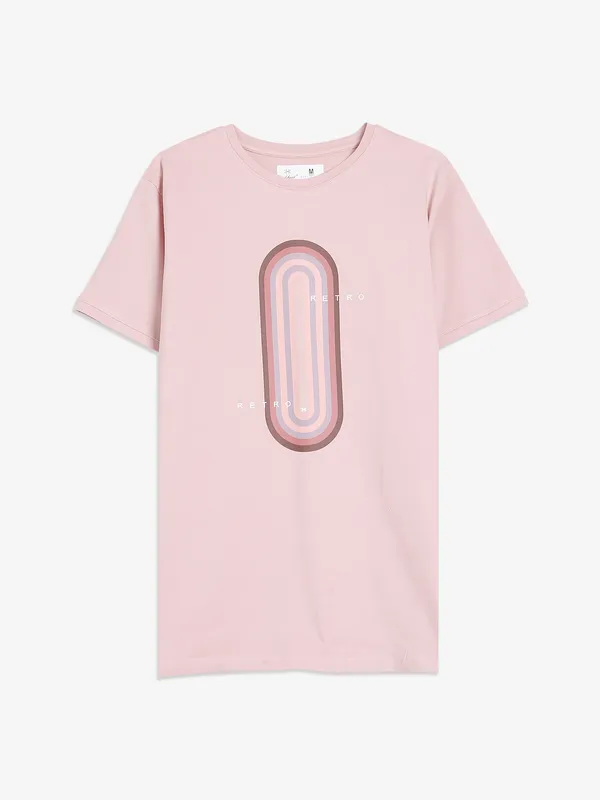 Kuch Kuch peach cotton round neck t shirt