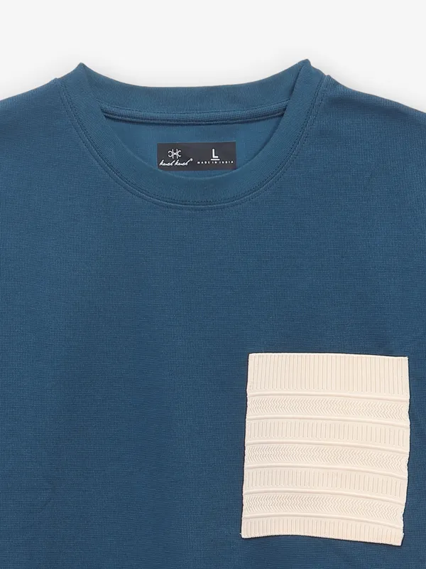 KUCH KUCH plain blue cotton t-shirt