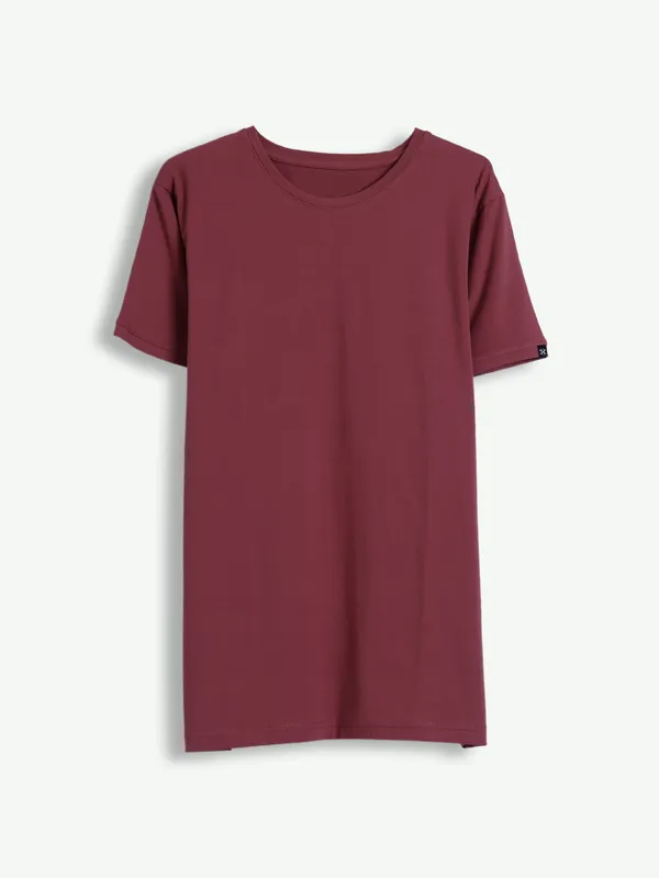 Kuch Kuch plain cotton maroon t shirt