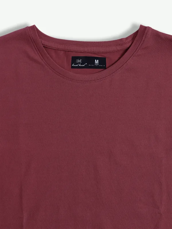 Kuch Kuch plain cotton maroon t shirt