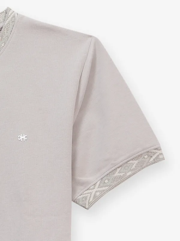 KUCH KUCH plain grey cotton slim fit t-shirt
