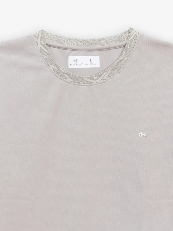KUCH KUCH plain grey cotton slim fit t-shirt