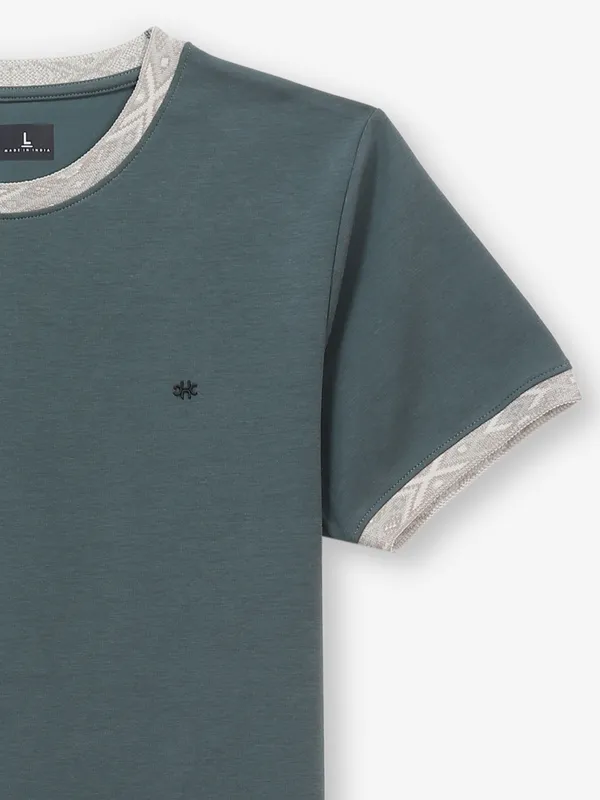 KUCH KUCH plain pine green cotton casual t-shirt