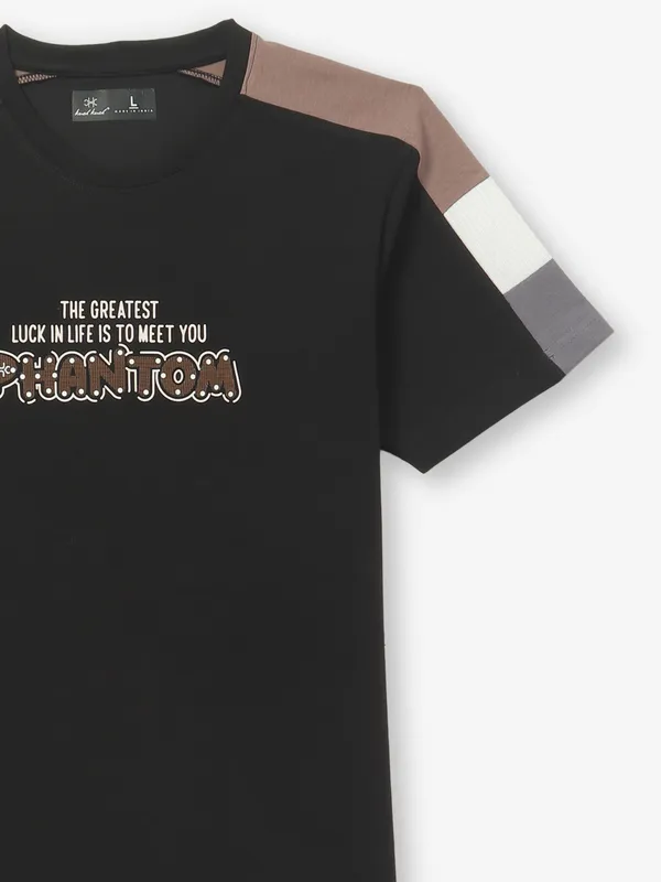 KUCH KUCH printed black cotton t-shirt