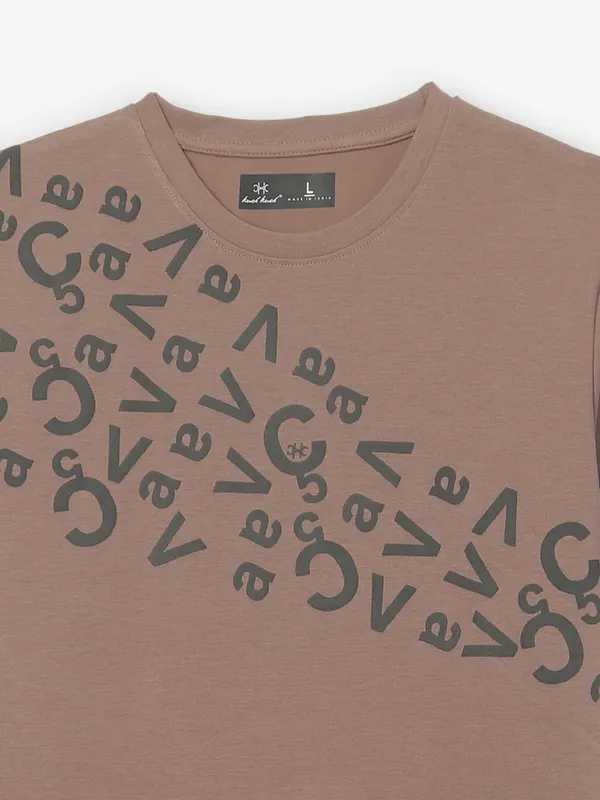 KUCH KUCH printed brown slim fit t-shirt