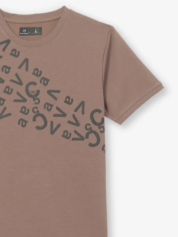 KUCH KUCH printed brown slim fit t-shirt