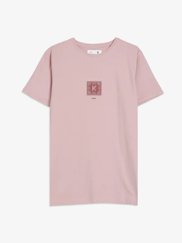 Kuch Kuch printed dusty peach cotton t shirt