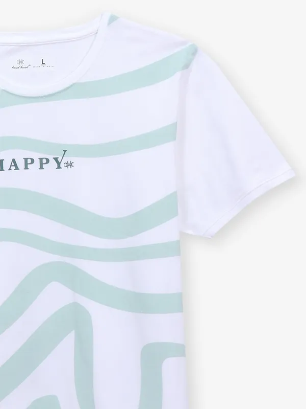 KUCH KUCH printed white and pista cotton t-shirt