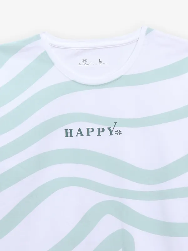 KUCH KUCH printed white and pista cotton t-shirt