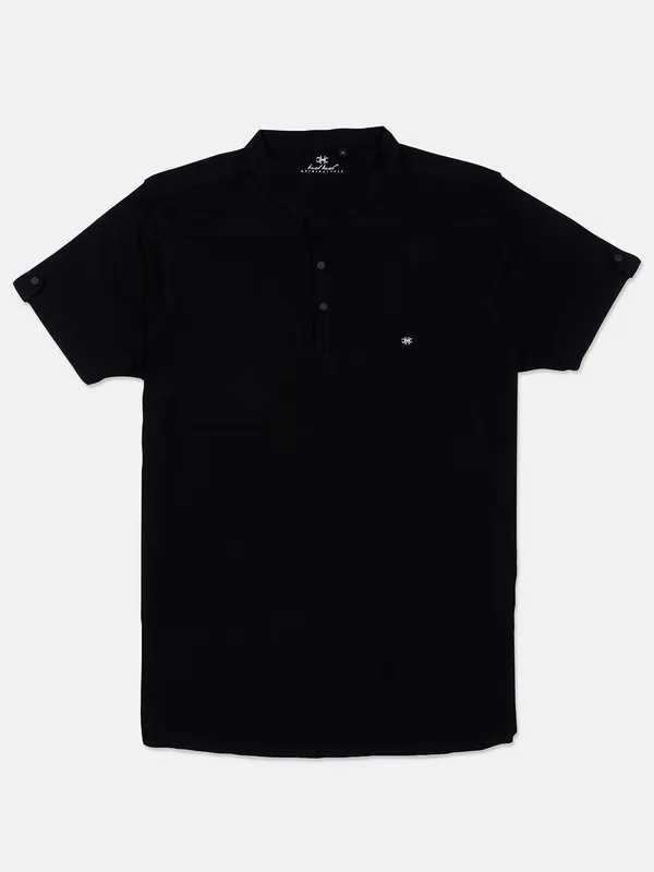 Kuch Kuch solid black round neck cotton t-shirt