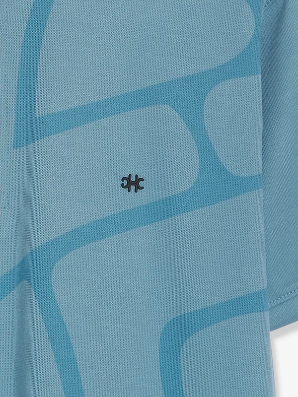 Kuch Kuch stone blue printed polo t shirt