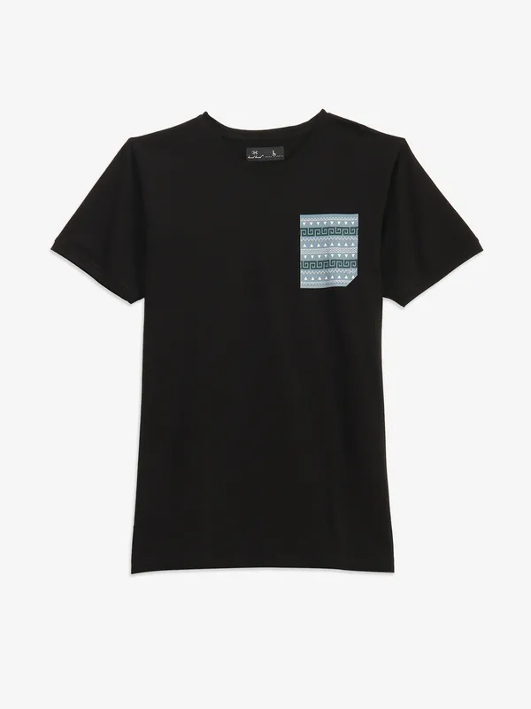 KUCHKUCH black cotton casual t-shirt