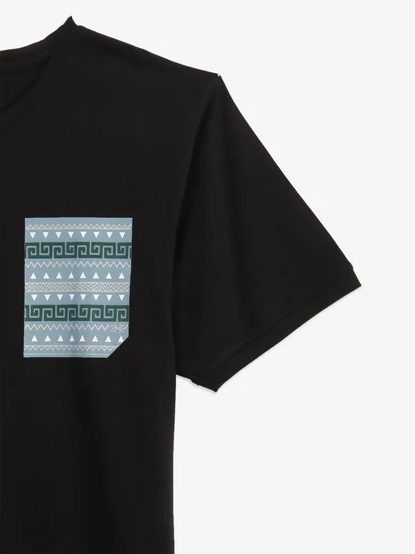 KUCHKUCH black cotton casual t-shirt