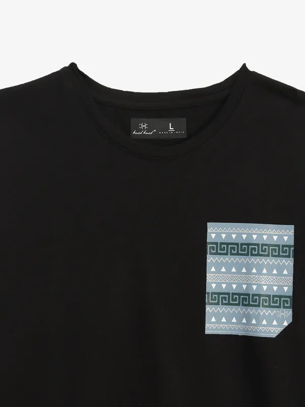 KUCHKUCH black cotton casual t-shirt